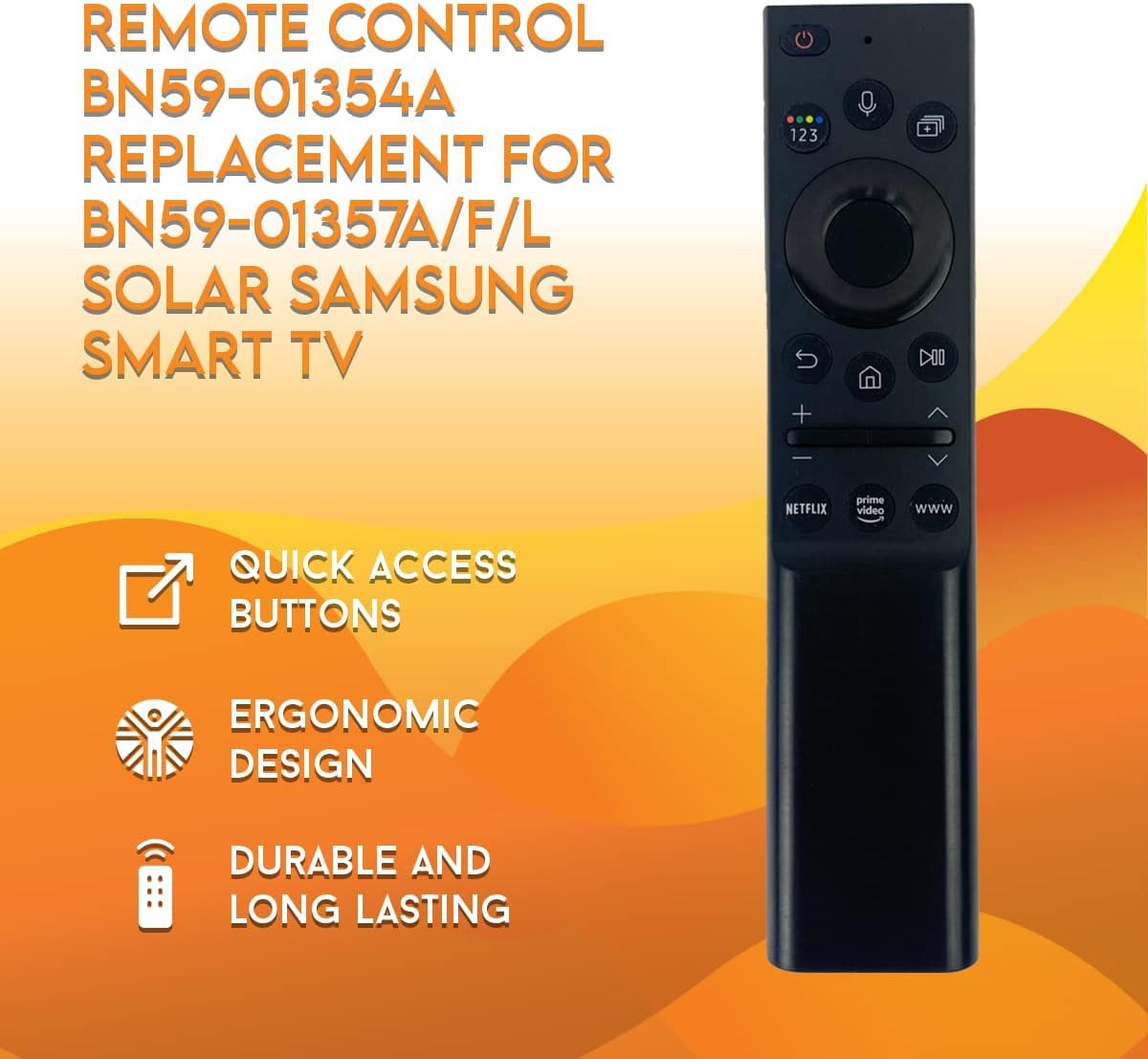 Ceybo Original Solar Voice Remote Control Replacement with YouTube Netflix Shortcut for Samsung Smart TVs, Compatible with Neo QLED 8K, QLED (BN59-01480A)