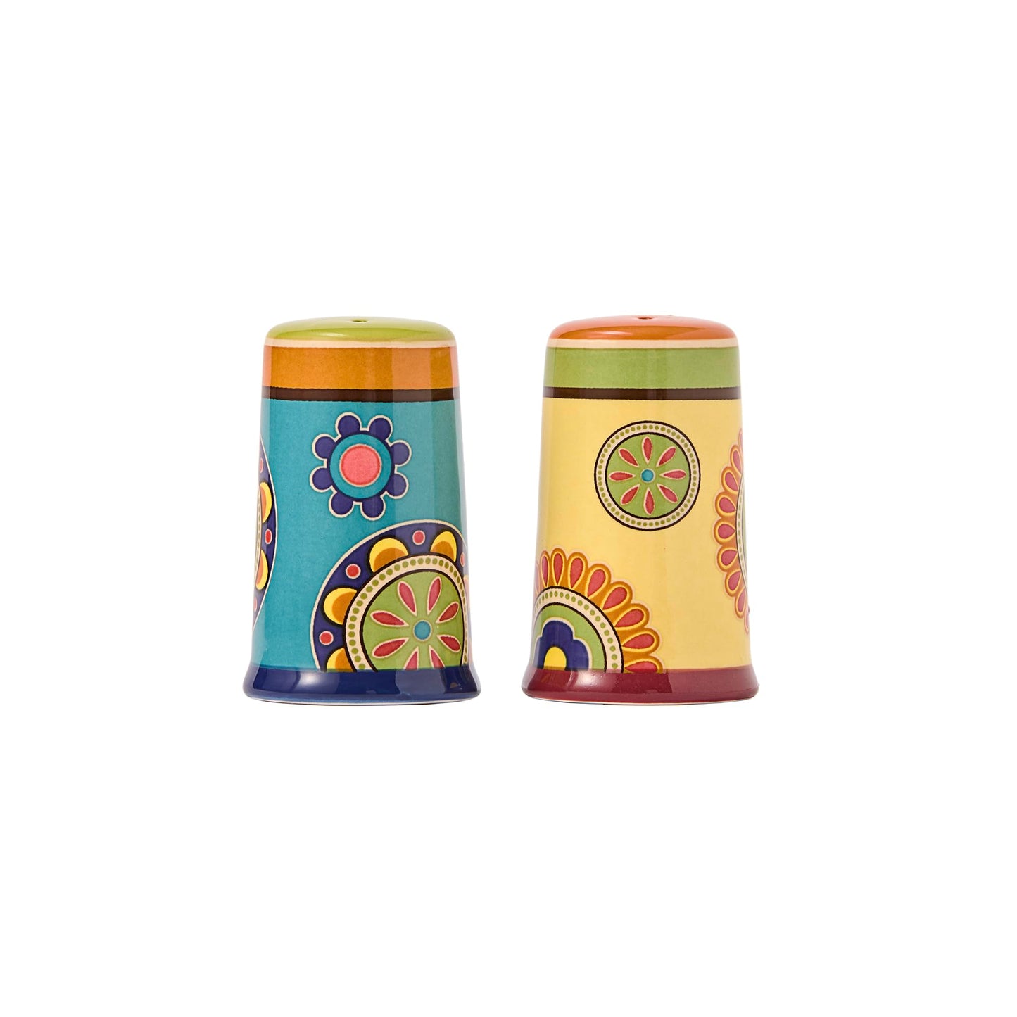 Bico Tunisian Ceramic Salt & Pepper Shaker Set, for Kitchen or Decor, Dishwasher Safe