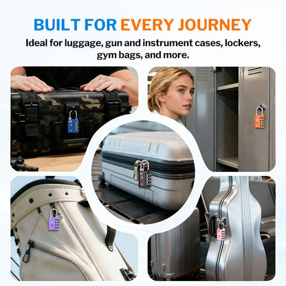 Forge Dual-Opening: Key or Combination Lock, TSA Approved Lock for Luggage, Pelican case, Travel, Gym, School,Luggage Combination Lock,Travel Bag Lock (Black 2 Pack)