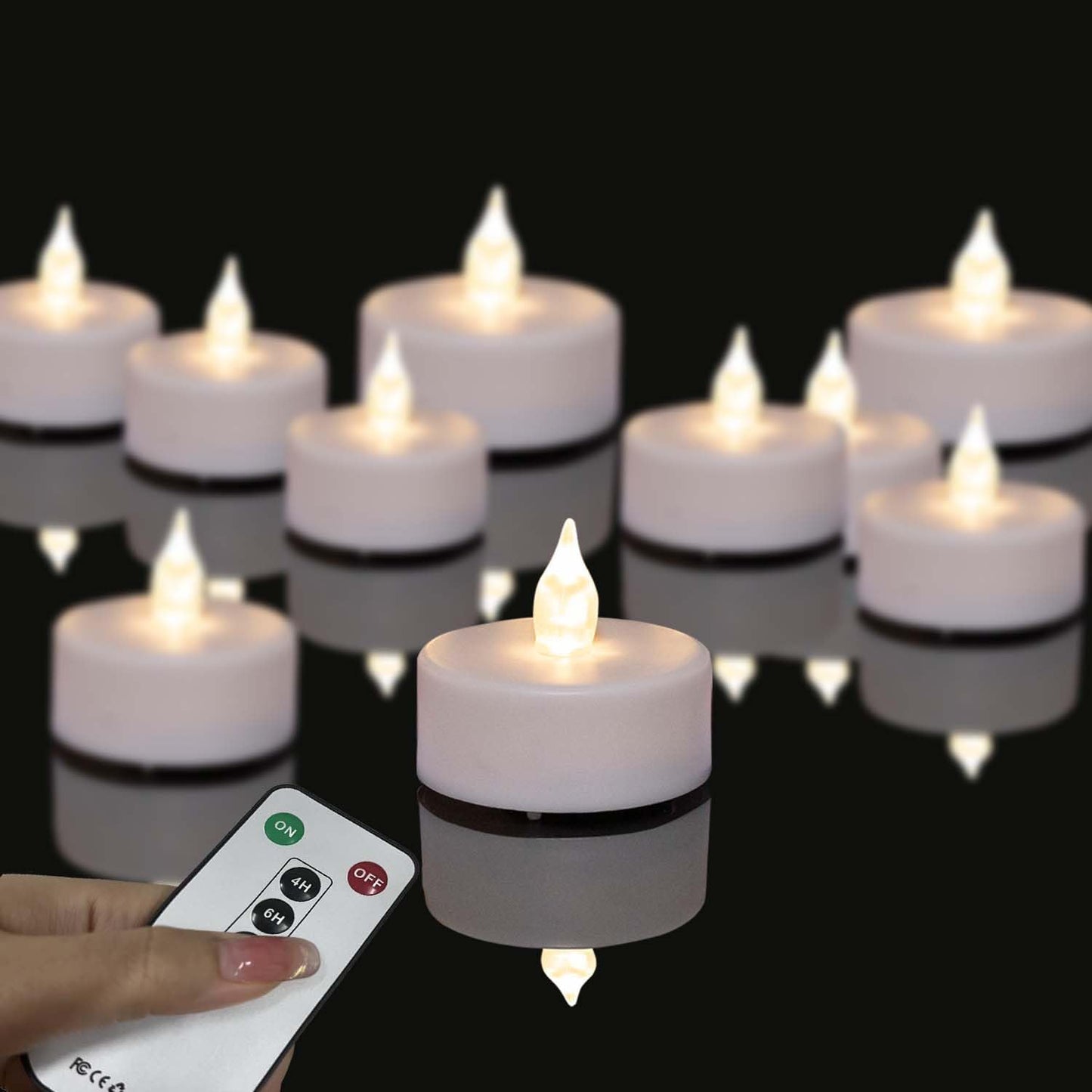 Roomsily LED Tea Lights with Remote Control: Battery Operated Bulk Realistic and Bright Flickering Long Lasting 400+Hours Flameless Candles for Home Decor Holiday Wedding Party (24Pack, WarmWhite)