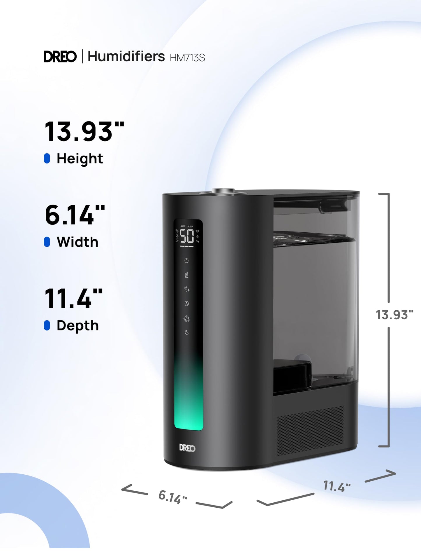 Dreo 6L Humidifiers for Bedroom, Smart Warm & Cool Mist for Large Room, 60Hr Quiet Runtime for Baby, Plant, Humidity Sensor, Indicator Light, 12H Timer, Google/Alexa, HM713S