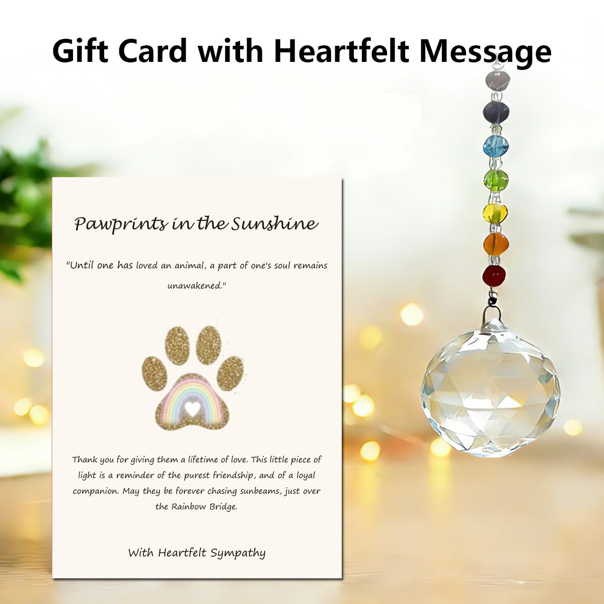 Pet Memorial Gifts for Cats Dogs: Round Ball Crystal Sun Catcher Remembrance Ornament, Cat Memorial Gifts for Loss of Cat, Rainbow Bridge Dog Passing Away, Bereavement Pet Loss Sympathy Gift