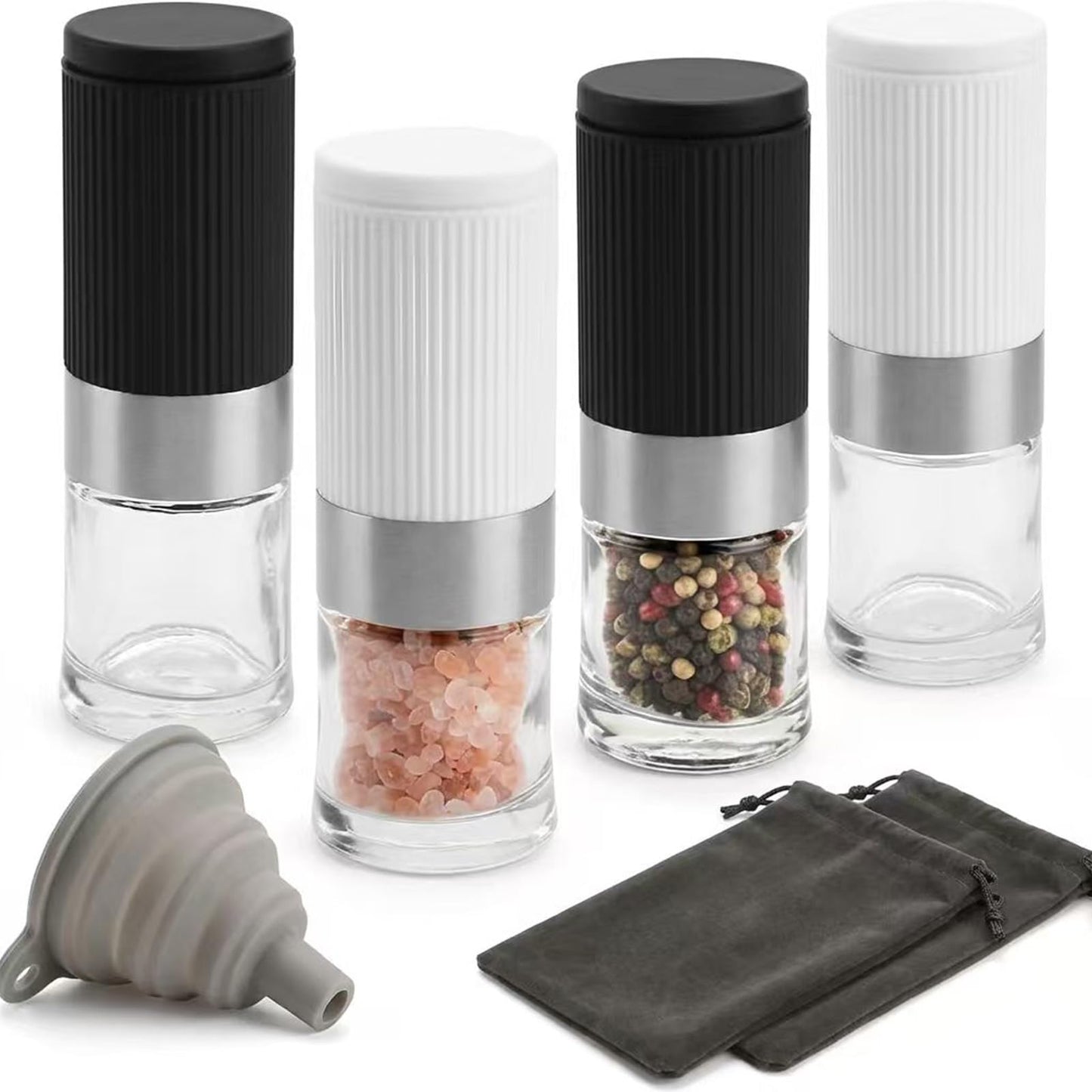 4-Piece Mini Salt and Pepper Grinder Set