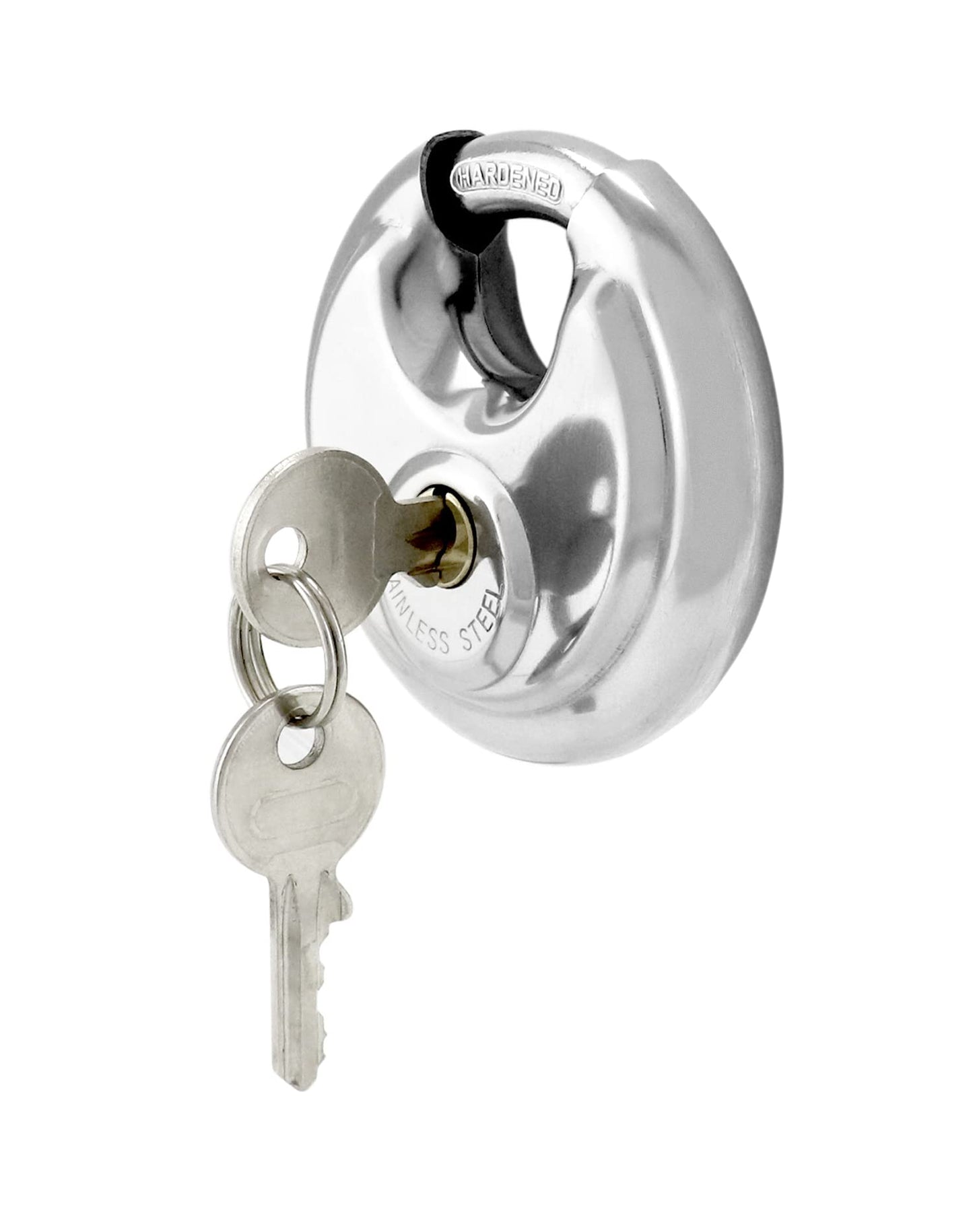 QWORK Disc Locks, 1 Pack Heavy Duty Steel Keyed Padlock Disc Storage Locks for Storage Unit, Moving Trailers, Shed, Fence, 3/8" Shackle