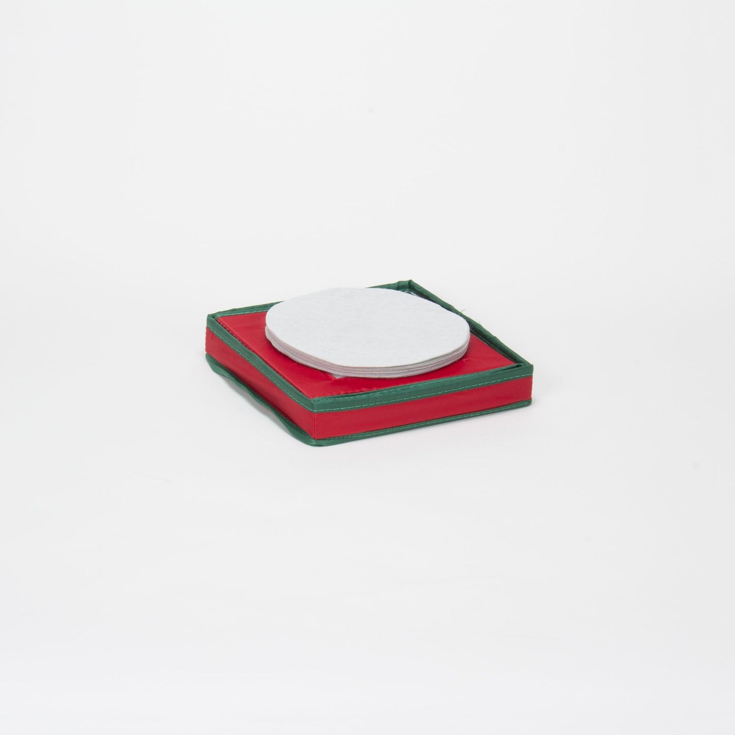 Household Essentials 532RED Holiday China Dinnerware Storage for Dessert Plates or Bowls | Removable Lid | Red Canvas with Green Trim