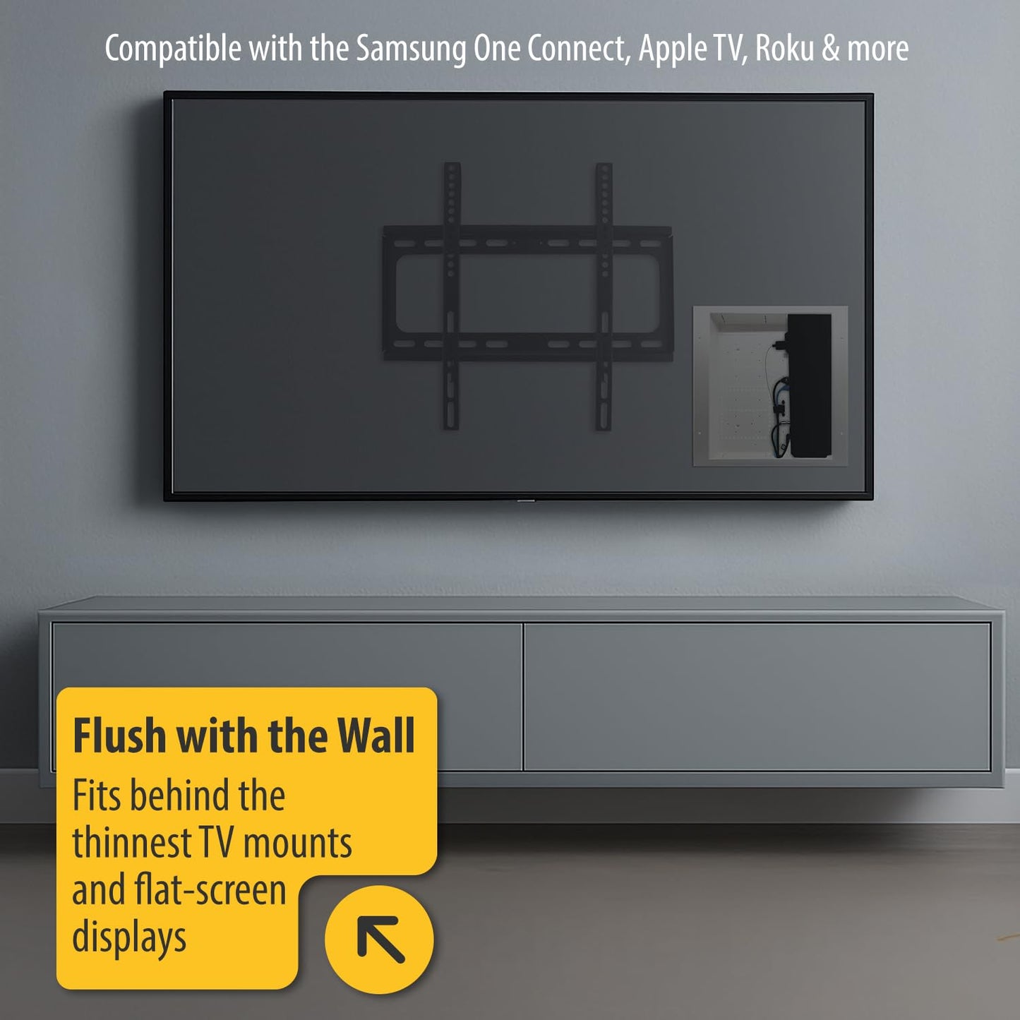 DATA COMM Electronics 45-8031-1C Recessed Media Box Outlet - Integrated Duplex 20A Commercial Receptacle, TV Wall-Mount, Streamlined Cable & Cord Management, Home & Office