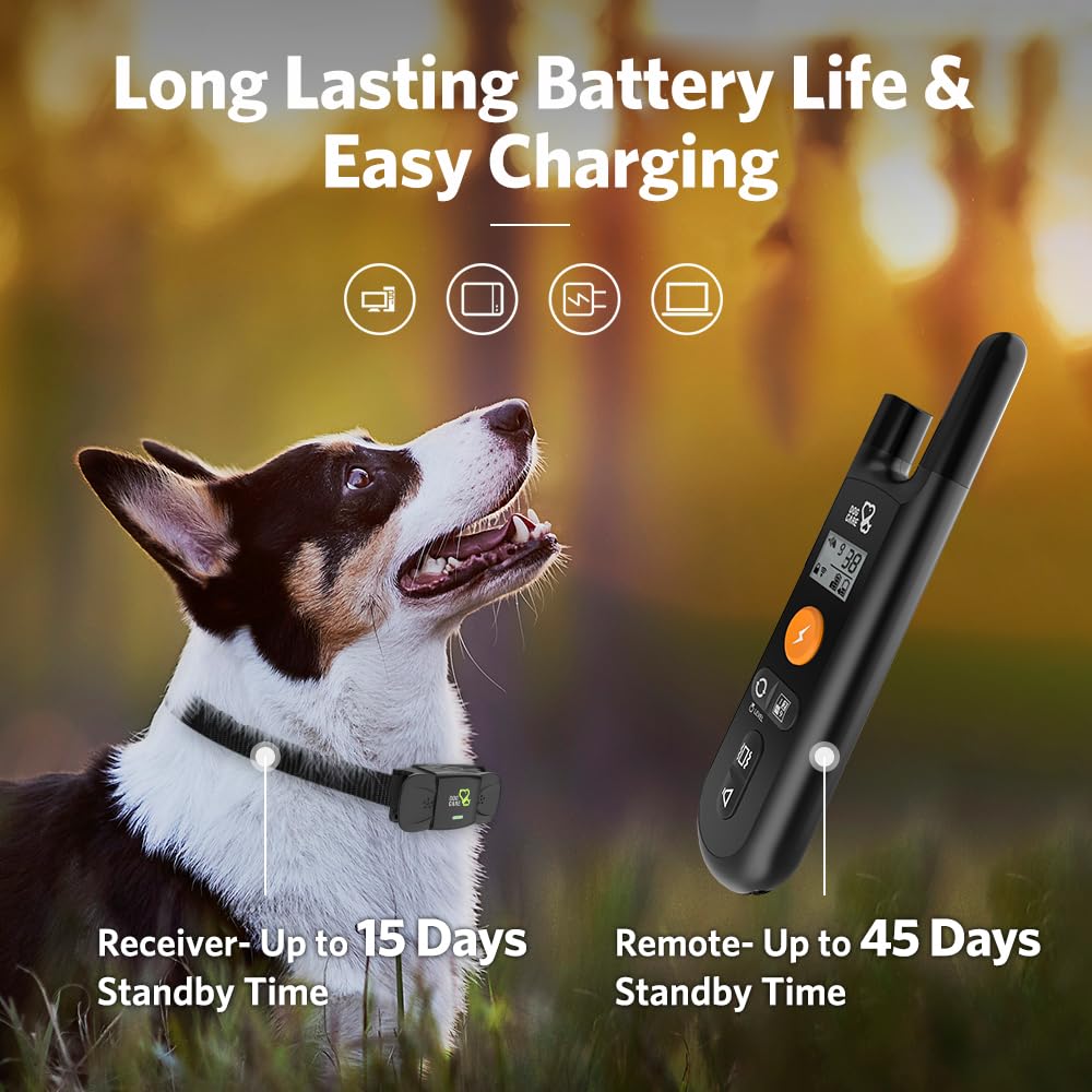Dog Training Collar - Rechargeable Dog Shock Collar with Beep, Vibration and Shock Training Modes, Rainproof, Long Remote Range, Adjustable Shock Levels Shock Collars for Dogs with Remote
