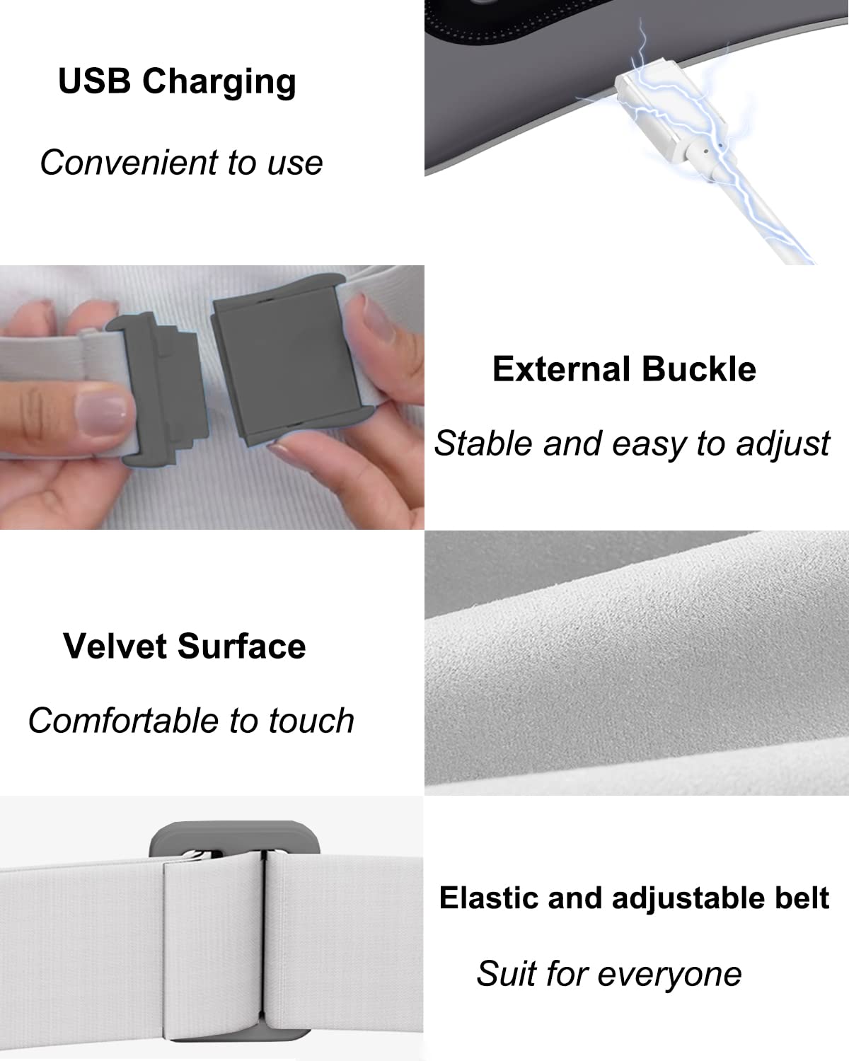 Electric Heating Pad, Portable Cordless Menstrual Heating Pad with 4 Heat Levels and 4 Massage Modes, Fast Large Heating Belly Wrap Belt for Cramps, Back Pain Relief Gifts for Women Girls Her(Black)