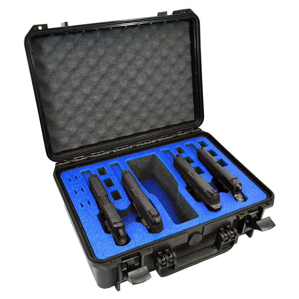4 Pistol 12 Magazine Doro Gun Case with Custom MyCaseBuilder Foam Insert | Waterproof, Heavy Duty | Tactical Firearms, Ammunition and Accessory Holder | Hard Gun and Magazine Case | 18 x 14 x 7 Inches