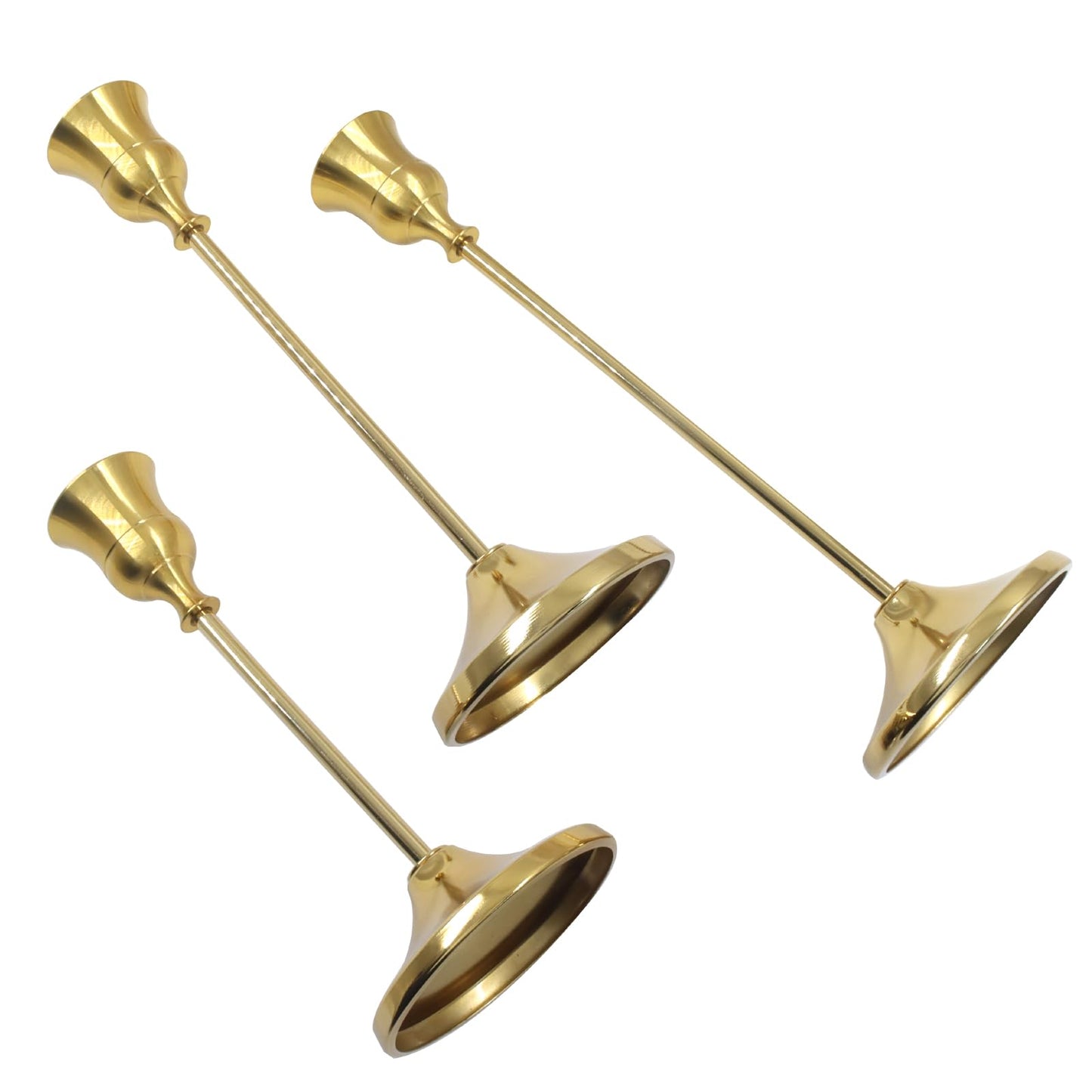 Wawory Brass Candlestick Holders, Metal Taper Candle Holder Candle Sticks for Table Mantel Festive Decorations, 2 Sets(6 Pcs)
