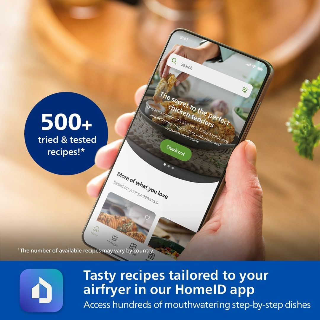 Philips Air Fryer 2000 Series 6.2L - 1700W Power, Cooking window, RapidAir technology, Digital touchscreen, 13 cooking options, Up to 90% less fat, Black (NA230/00)