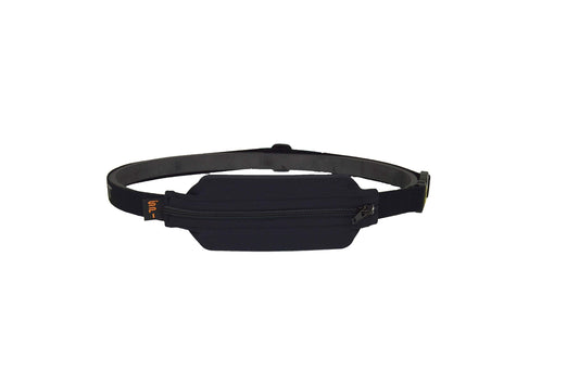 SPIbelt Diabetic Running Belt for Adults, Adjustable Waist, No Bounce, Expandable and Discreet Insulin Pump Pocket, No Logo Band, Black with Black Zipper