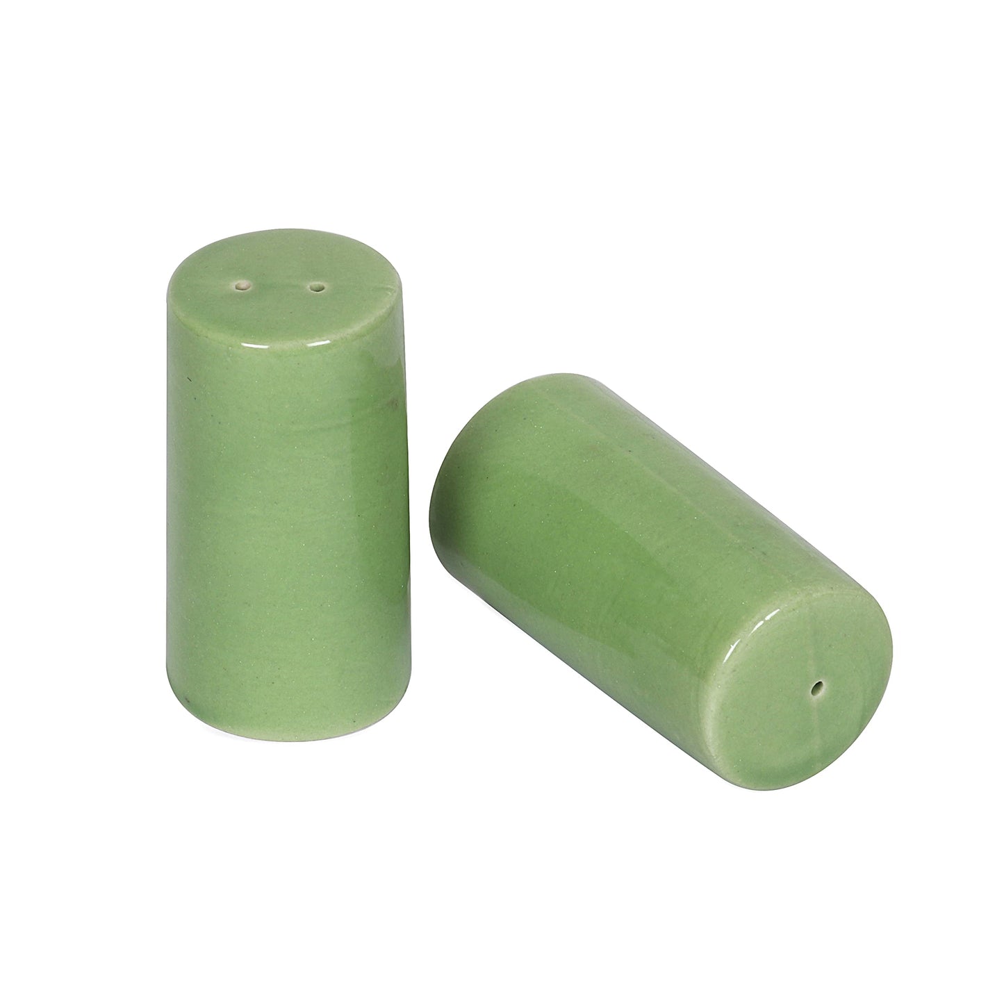 Ceramic Salt and Pepper Shakers| Holder for Dining Table|Dispensers for Home & Kitchen Green (Set of 2)