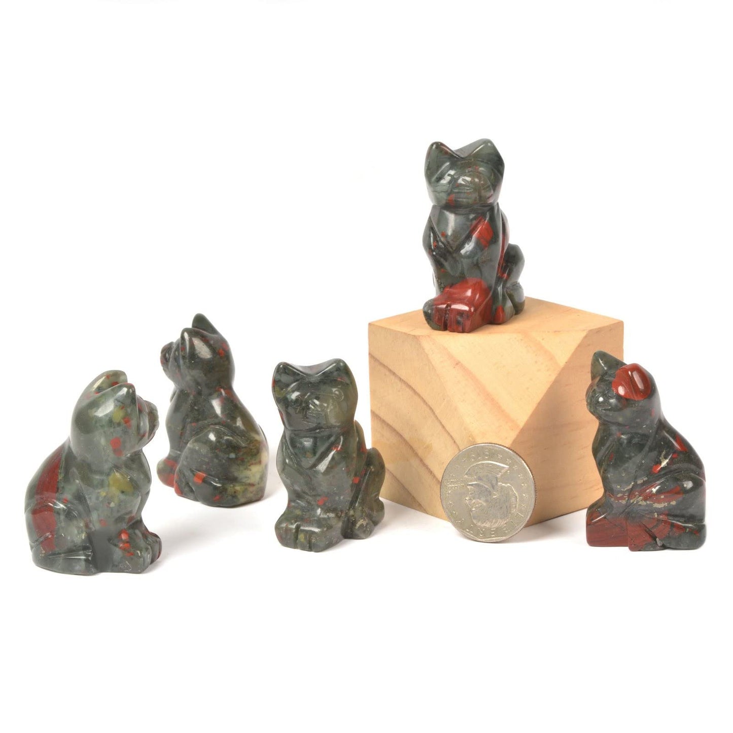 Justinstones African Bloodstone Cat Guardian Statue Home Decor Reiki Chakra Healing Crystal Desk Gemstone Decoration Stone Crafts Gemstone Collectible Gift 2 inch
