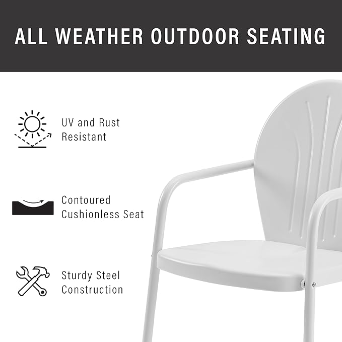 Crosley Furniture Griffith Outdoor Chair, Retro Metal Patio Chairs