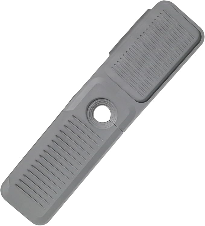 24 Inch Light Gray Durable Faucet Mat, Silicone Kitchen Sink Splash Guard