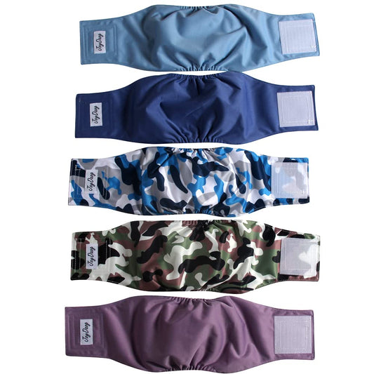 JoyDaog Reusable Dog Belly Bands for Male Dogs Diapers,5 Pack Premium Washable Dog Diapers Male Puppy Nappies Wrap,S