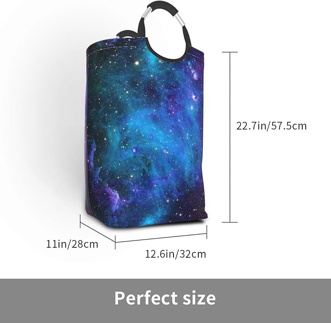 Blue Sky Laundry Basket Starry Sky Foldable Laundry Hamper Blue Galaxy