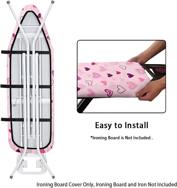 Pink Hearts Ironing Board Cover Soft Stain Resistant Ironing Board Cover