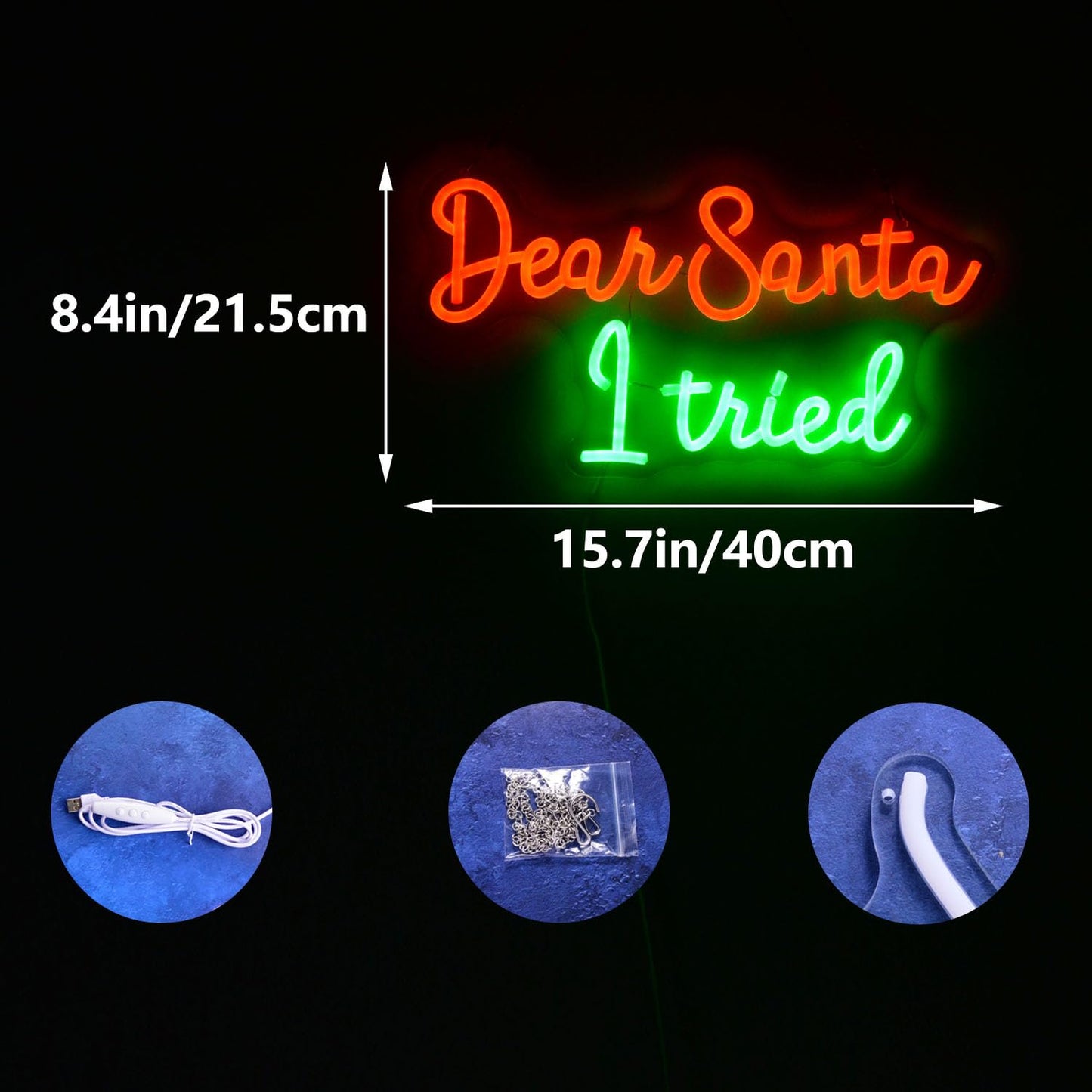 Dear Santa I Tired Neon Signs Merry Christmas LED Light Red Funny Eve Neon Lamp for Kids Bedroom Nursery Happy New Year Party Wall Decor Xmas Gift for Good Boys Girls