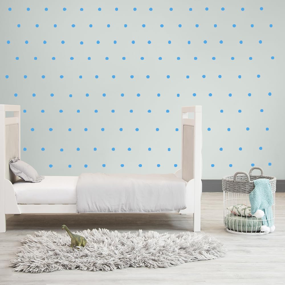 Colorful Dot Wall Stickers - Set of 9 Peel & Stick Decals for Kids Rooms, Nursery, and Crafts (Baby Blue, 1 inch dot 240)