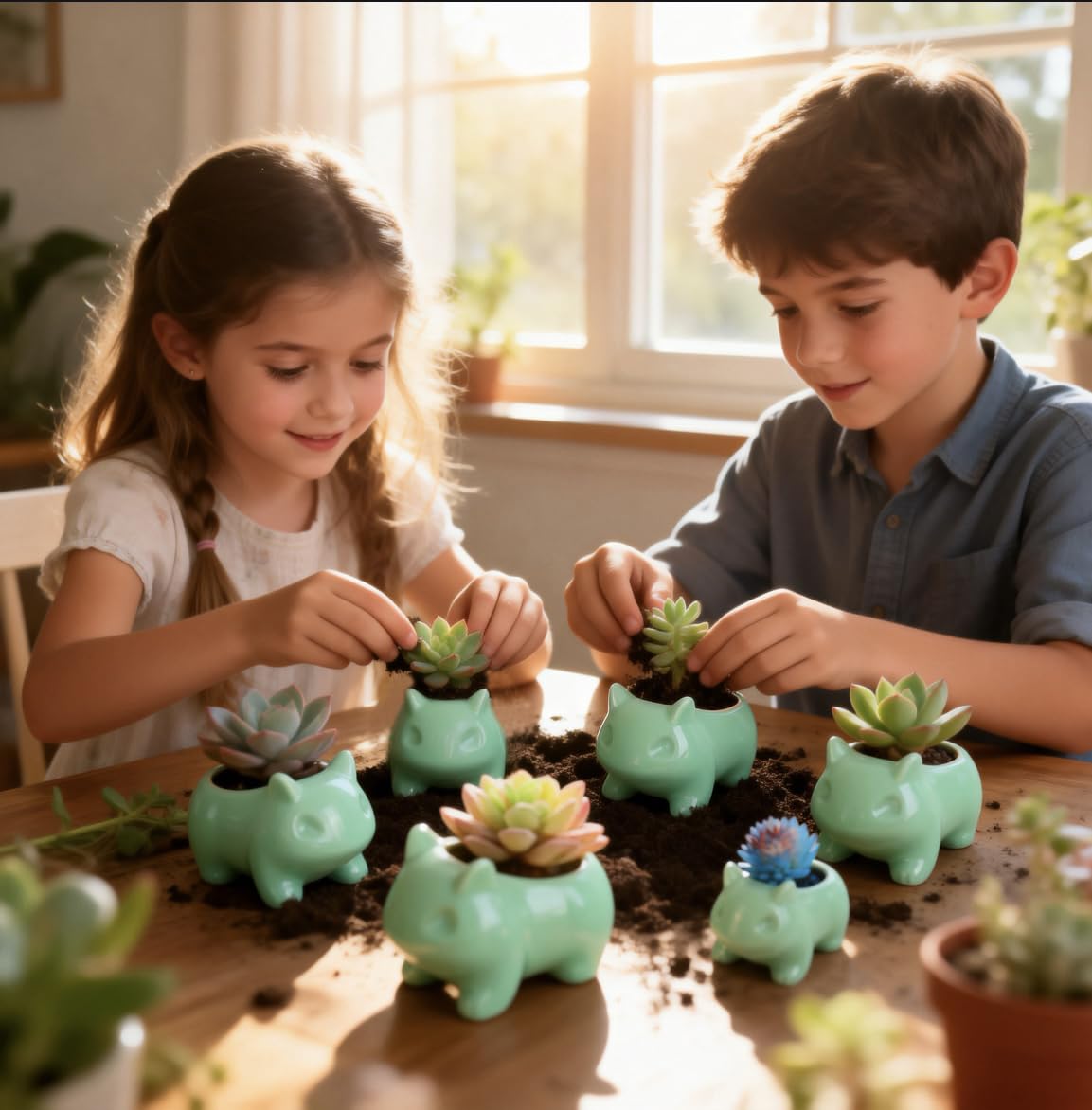 Pinsjar 3 Pack Succulent Plant Pots, Ceramic Planters Mini Cute Animal Planters for Potted Plants Cactus Flowers Home Decor Crafts Gifts