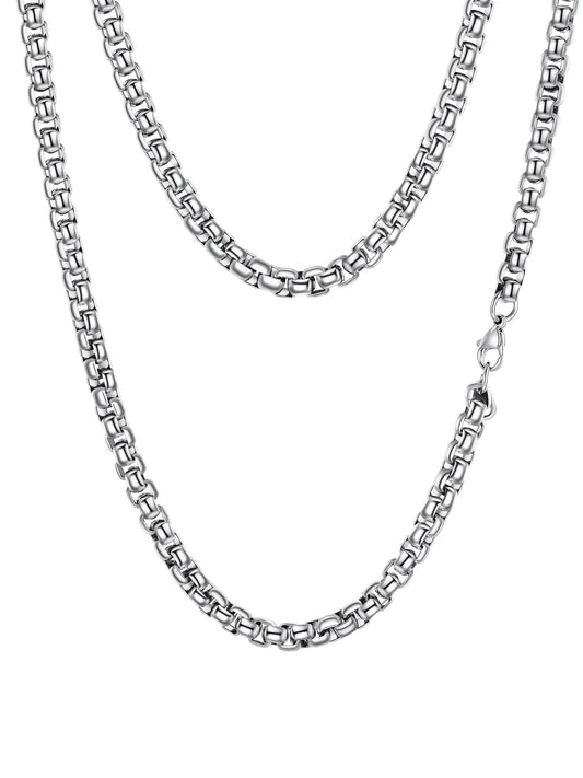 PROSTEEL Squre Rolo Link Chains, Stainless Steel Chain Necklace Waterproof & Strong Lobster Clasp 6mm Link Chains for Men and Women Jewelry with Gift Box 30in