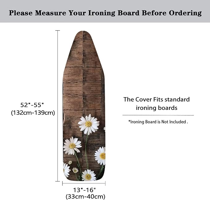 Wood Dasiy Floral Ironing Board Pad Ironing Board Cover and Pad 15" x 54"