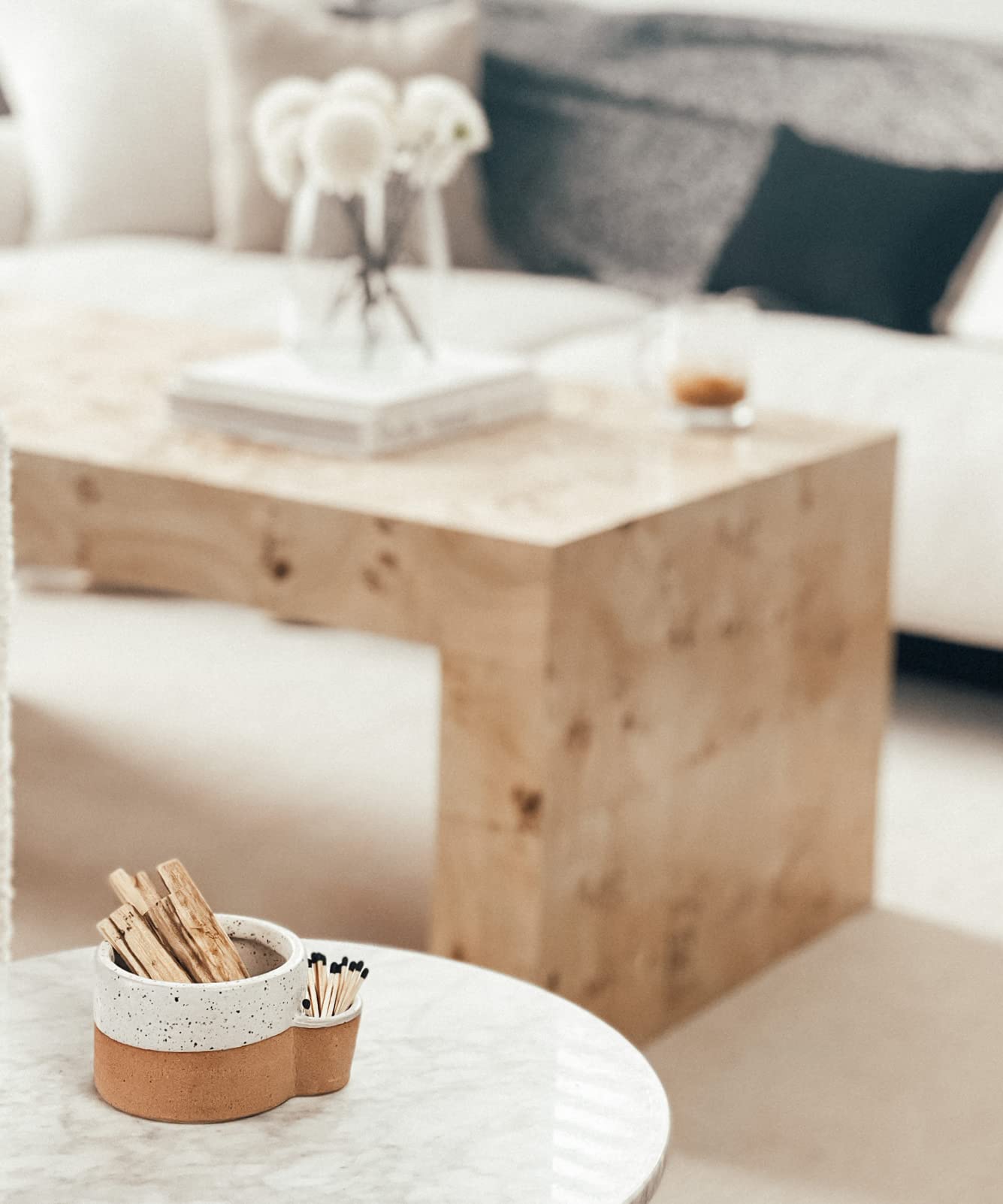 Bursera Terracotta Ceramic Bowl, Tree Planted with Every Order, Decorative Bowl with Side Slot for Matches, Smudging Burn Bowl for White Sage, Palo Santo, Matchstick Holder, Form for Candles