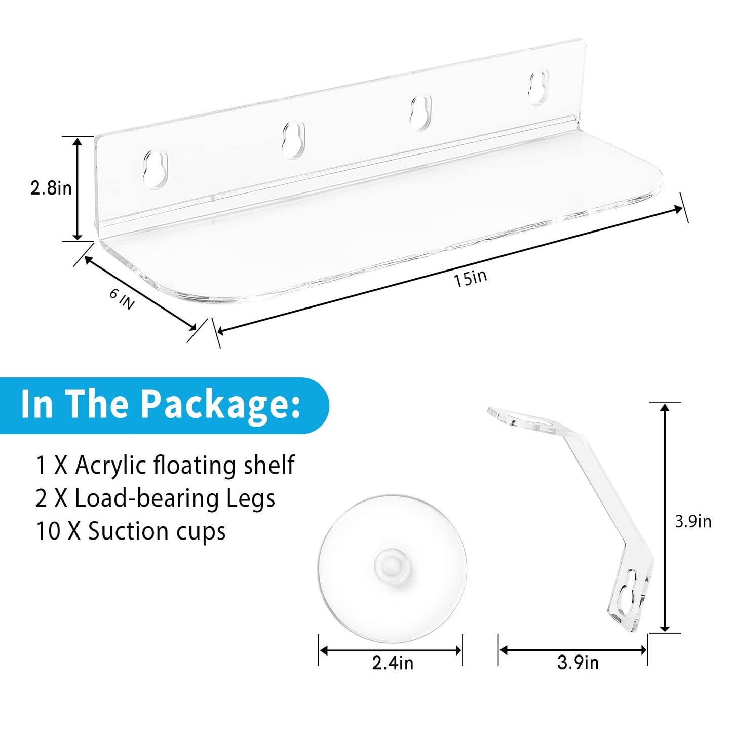 15 Inch Suction Cup Shelf for Plants Window, 6IN Extra Wide with Load-Bearing Brackets Window Shelf for Plants, Acrylic Sill Extender for Growing Herbs, Micro Vegetables, Succulents, Clear-1