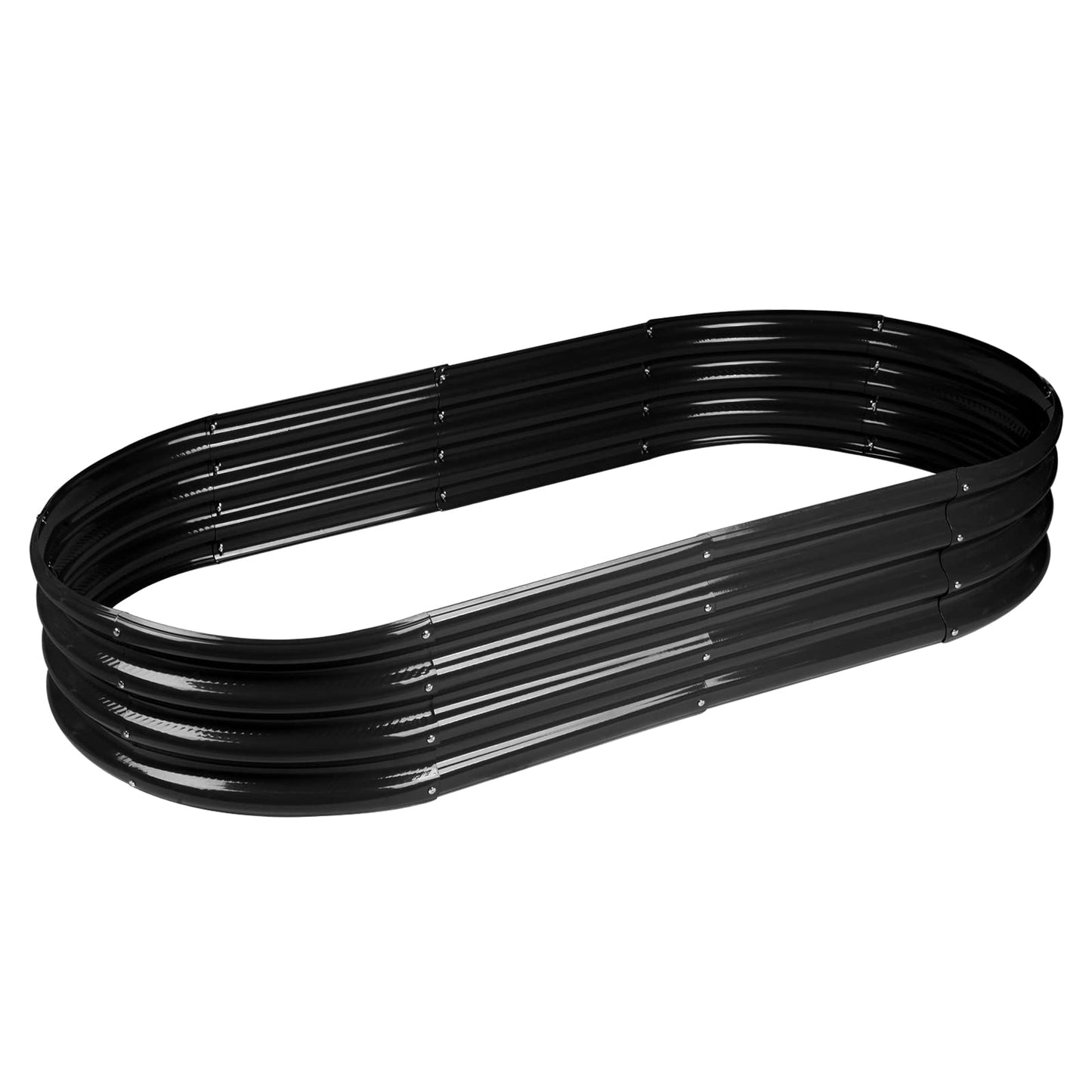 Rakukiri Raised Garden Bed GRS Certified Galvanized Planter Box Outdoor, 5ft Oval Rot-Resistant Metal Garden Bed Planter, Recycled Material Planter for Vegetables Flowers Herbs (Black)