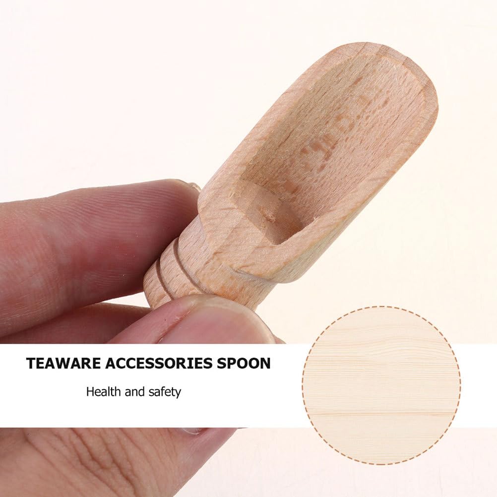 DOITOOL Mini Wooden Salt Spoon Set 5Pcs Small Tea Scoop Kitchen Spice Shovels for Flour Sugar Cereal Serving with Various Handles 4.33In