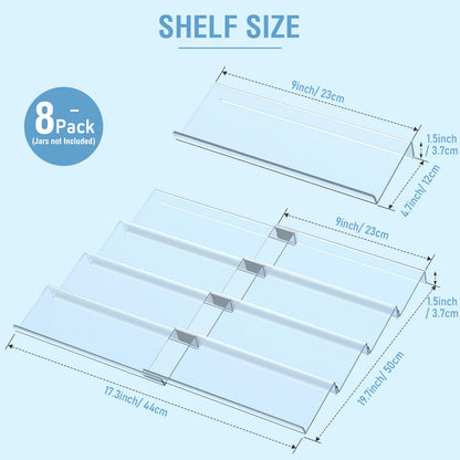 Spice Drawer Organizer 4 Tier, Acrylic Seasoning Organizer Rack, Clear Spice Rack Tray, Kitchen Seasoning Jars Drawers Insert (Jars Not Included/Expandable From 9" to 18")