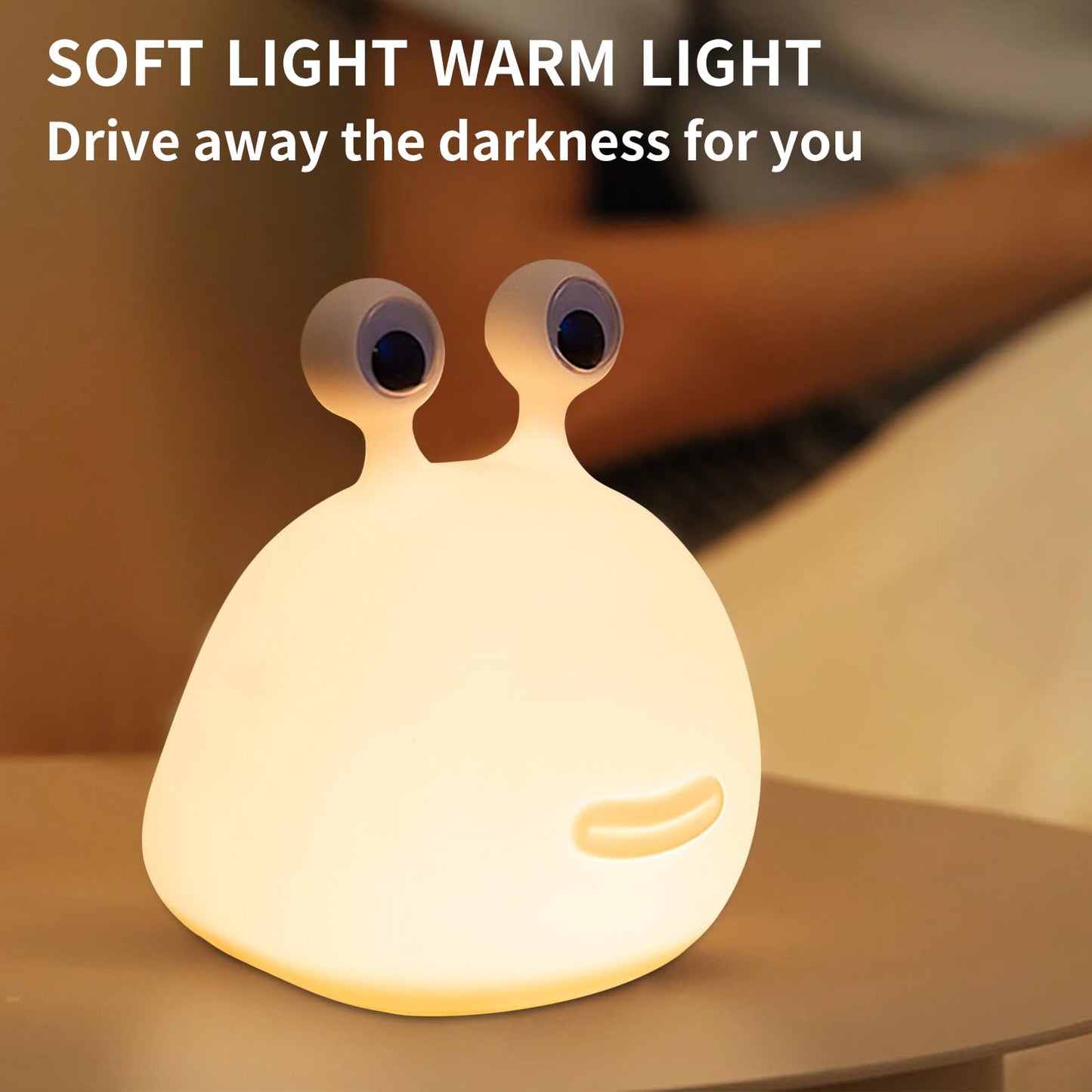 Yesinaly Cute Slug Night Light - Funny Kid Night Light for Bedroom Decor, Touch Soft Silicone Lamp for Birthday Gifts Room Decorations