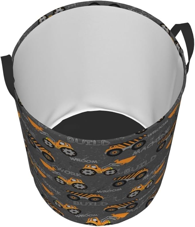 Cute Excavator Engineering Vehicle Laundry Hamper Bag