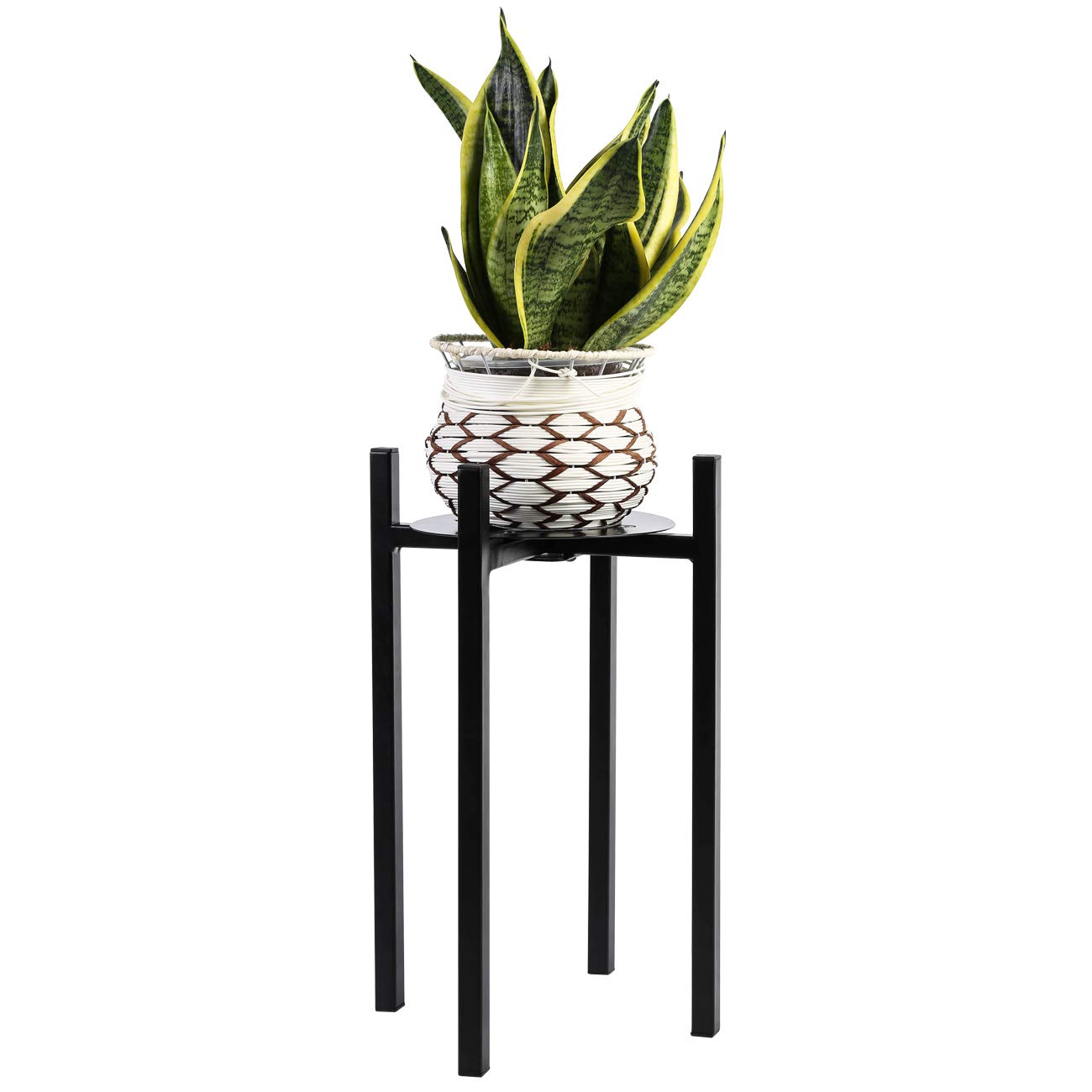 Sunnyglade Plant Stand Metal Potted Plant Holder Sturdy, Galvanized Steel Pot Stand with Stylish Mid-Century Design, Medium for Indoor, Outdoor House, Garden & Patio (15" High)