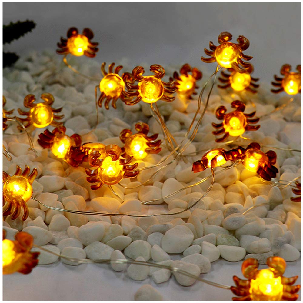 LED String Lights Crab Sea Beach Theme 10ft 30 LEDs Battery Operated Copper Wire Night Light Waterproof Indoor Bedroom Children Girls Room Wall Décor Party Decorations