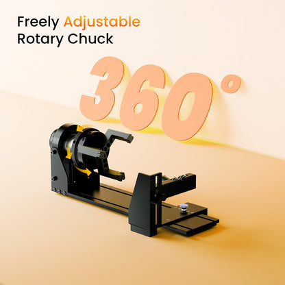 Longer Chuck Rotary Roller is ideal for engraving cylindrical, wine glass, and irregular objects. Y-axis 360° rotation, compatible with Ray5, Ray5 Mini, B1, and most other frame-style laser engravers.