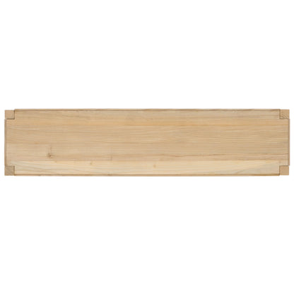 SAFAVIEH Home Collection Sigurd Cognac Leather/Unfinished Natural Solid Wood Bar Height Dining Console Table