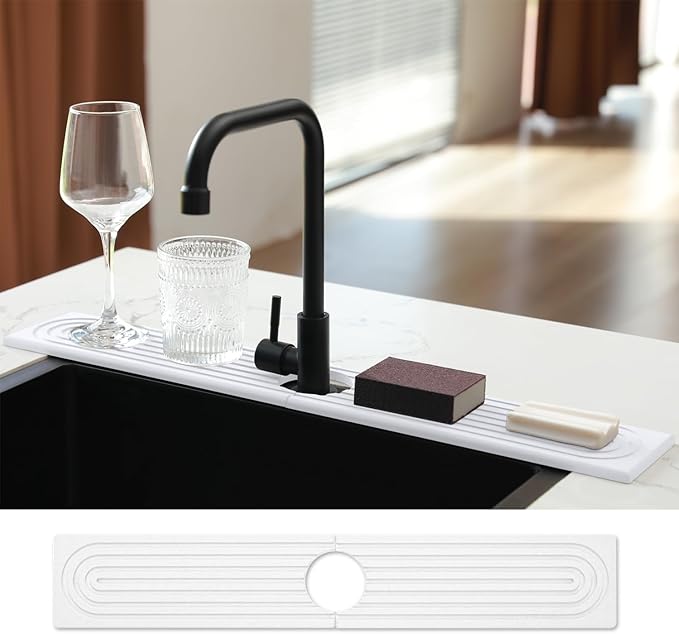 WIFORH Faucet Mat for Kitchen Sink, 24 inch Long Diatomite Fast Drying Stone
