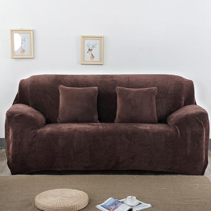 vctops 1-Piece Velvet Plush Stretch Loveseat Sofa Slipcover