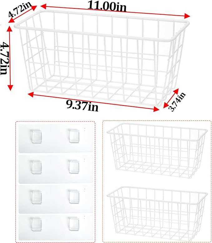 Hanging Kitchen Baskets Adhesive Sturdy Wire Storage Baskets