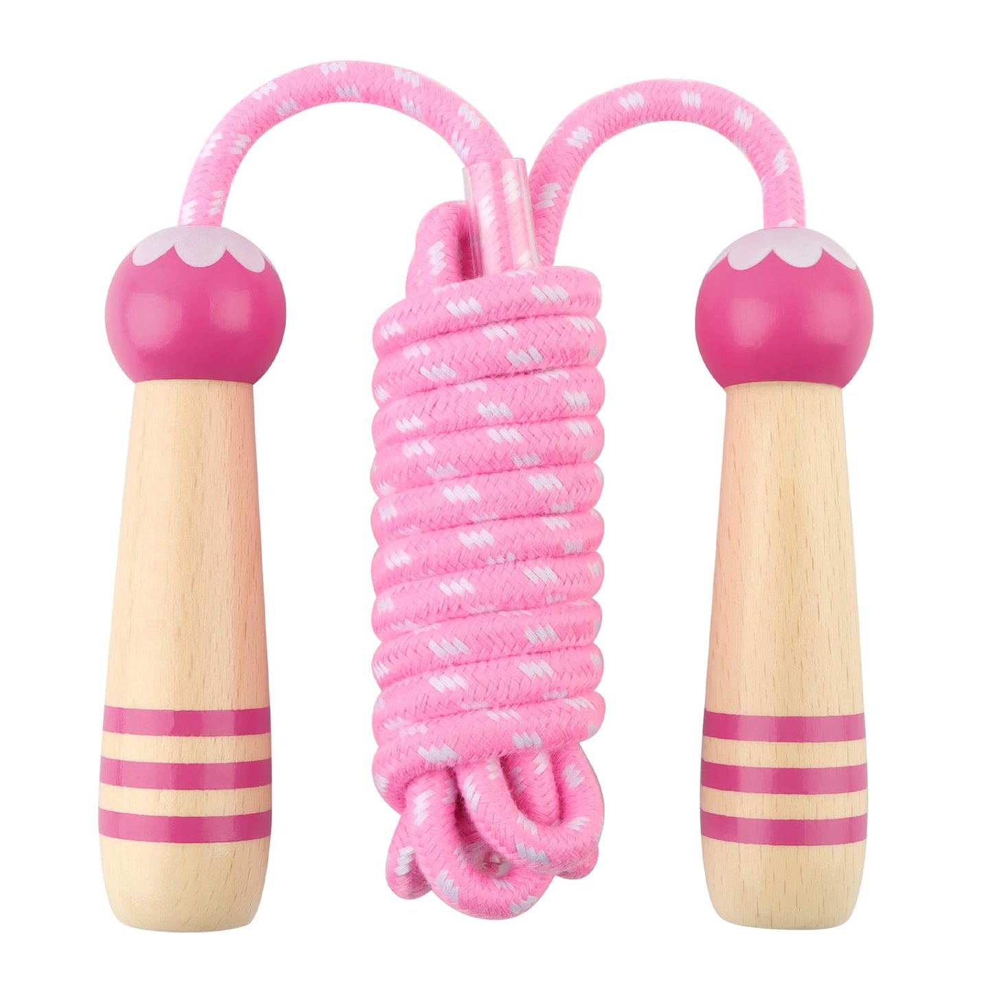 Jump Rope for Kids, Lorvain Adjustable Skipping Rope, Kids Jump Ropes with Wooden Handle for Girls Boys, Weighted Jumping Ropes for Fitness Workout Exercise Outdoor Fun Activity