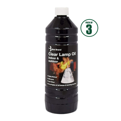 Bird Brand Clear Lamp Oil for Indoor & Outdoor Use, Smokeless Fuel, 3 x 1 Litre