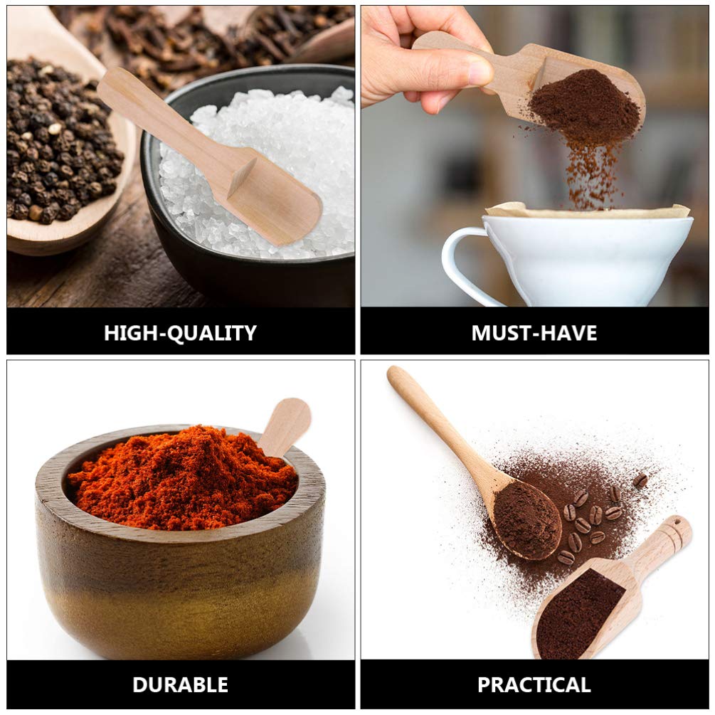 DOITOOL 10Pcs Small Salt Spoon Wooden Salt Spoon Set Mini Tea Scoop and Seasoning for Tea Leaves Bath Condiments Flour Smooth Surface for Kitchen Home Use