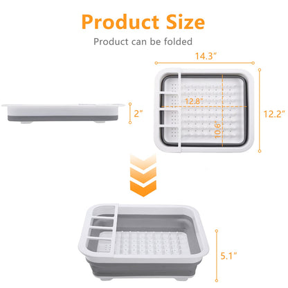 Collapsible Dish Drainer with Drain Plug & Swivel Spout - Space-Saving, Portable Dish Rack for Kitchens, RVs, Campers & Travel Trailers
