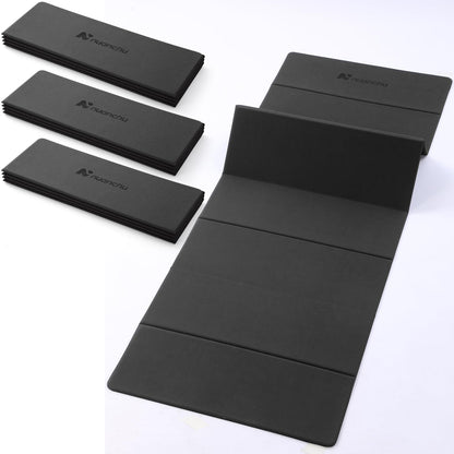 Nuanchu 3 Packs Foldable Yoga Mat Yoga Gift Non-slip Fitness Pilates Mats 6mm Thick with Strap Poe Material 69 x 24 x 0.24" Lightweight Multi-purpose Workout Mats for Exercise Home Travel(Black)