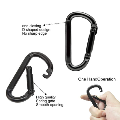 10 Pcs Heavy-Duty Carabiner, D-Shaped Spring Hook, Suitable for Camping, hammocks, Hiking, Keychains, Dog leashes, and Small Hooks for Key Rings