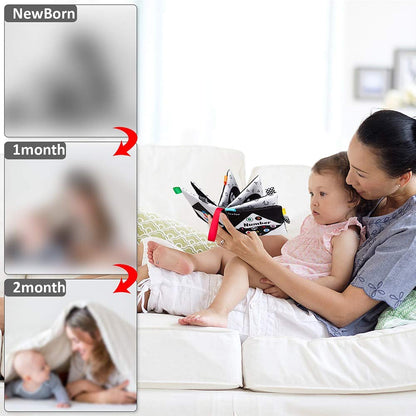 teytoy Baby Soft Cloth Book Set 6 PCS, Black and White High Contrast Baby Activity Crinkle Books for 0 3 6 9 12 Months Newborn Infants Babies Boys and Girls Early Educational Learning Toys