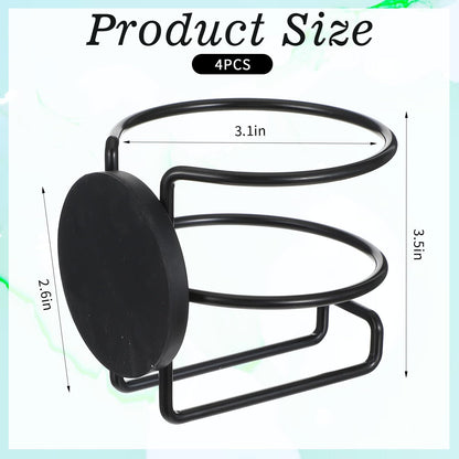 4 Pack Magnetic Cup Holders, Portable Metal Drink Holder with Magnetic Base, Bottle Holder for Refrigerator, Treadmill, Tractor Mower, Truck, Boat, Car (Black)